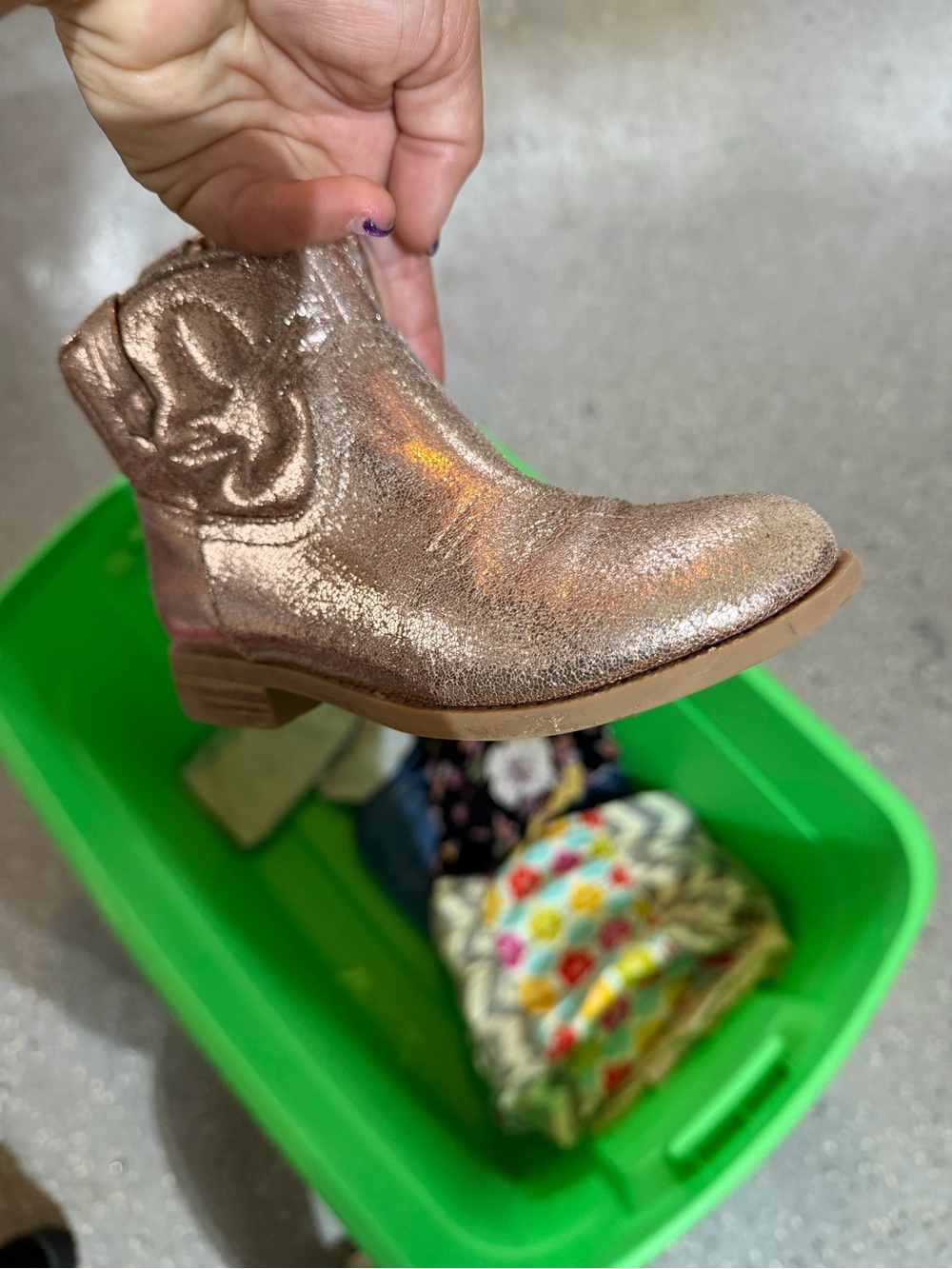 Cat & Jack Rose Gold Glitter Western Ankle Boots (Kids)